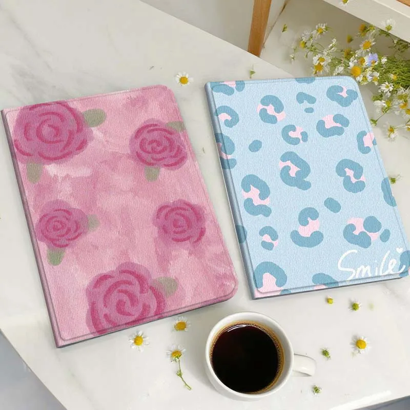 

Cartoon Pink Rose Pattern Tablet Case For Huawei Honor MatePad MediaPad Air 5 6 7 11 V6 V7 V8 V9 X9 X8 T10 T10s C5e T5 Gift