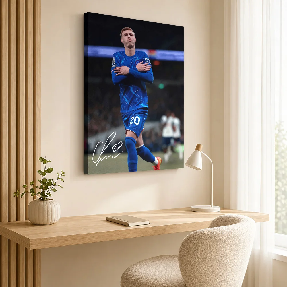 Cole Palmer Soccer Celebration Framed Canvas Print Poster Bold Style Wall Art With Customized Photo For Home Gym Ideal Fan Gift