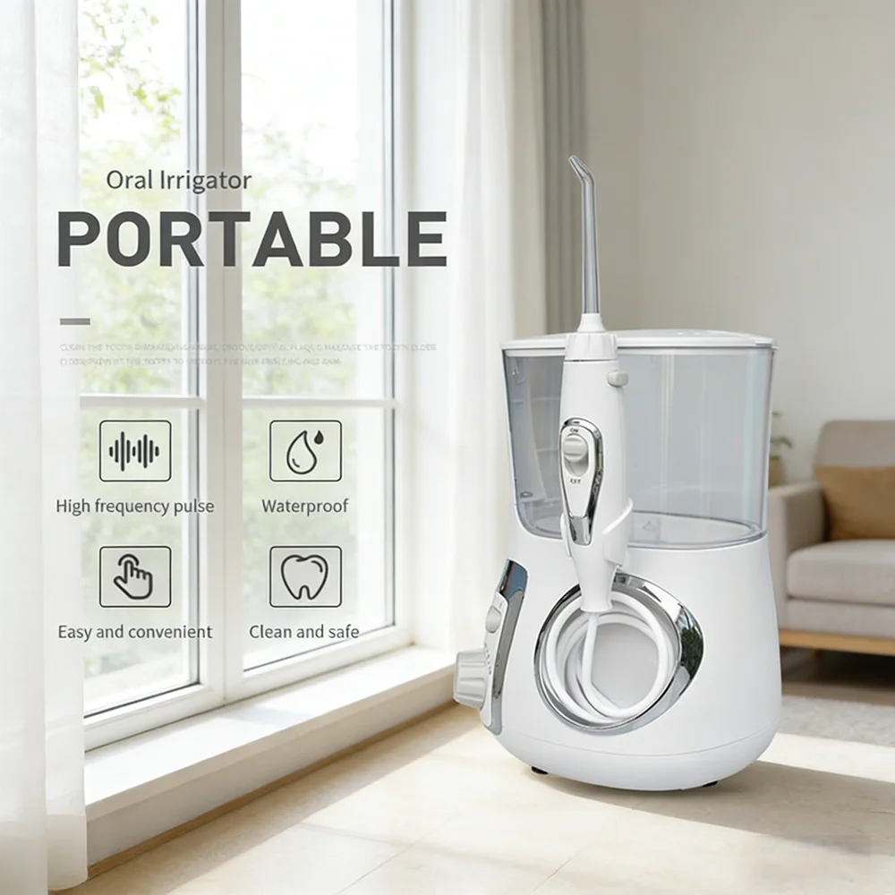 

Desktop Electric Water Flosser with 10 Modes & 5 Nozzles, Dental Water Jet Irrigator for Home Plaque & Stain Removal