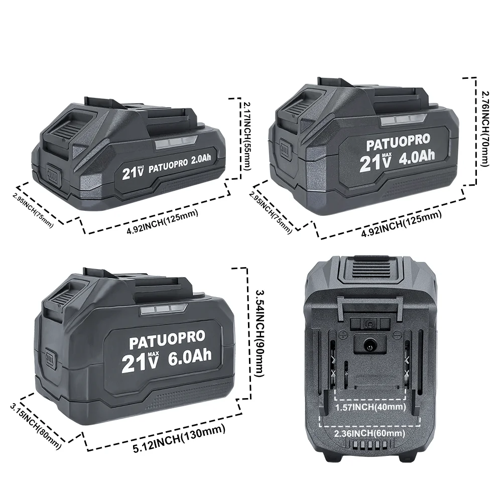 PATUOPRO 2.0-6.0Ah Rechargeable Lithium-ion Battery Pack For Makita 18V Battery Cordless Power Tools Electric Drill Screwdriver