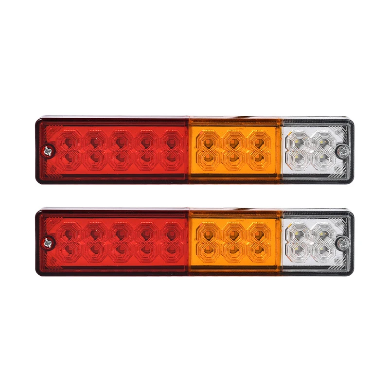 

2pc Cargo Truck 20 LED Red Yellow White Tri Color Taillight 12V 24V Trailer Strip Tail Lights Trucks Accessories