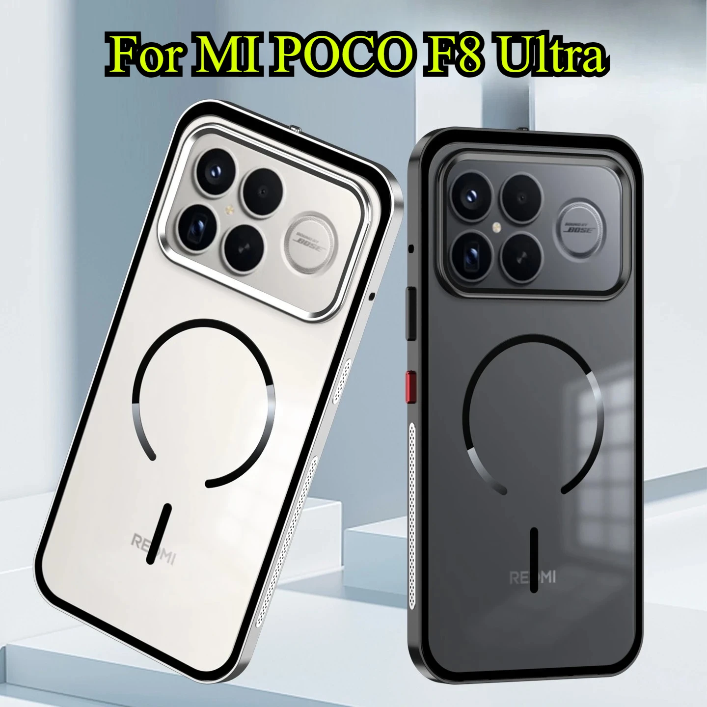 

For Xiaomi POCO F8 Ultra Pro Redmi K90 ProMax Case Aluminum Alloy Frame PC Acrylic Back Panel for Magsafe Magnetic Bumper Cover