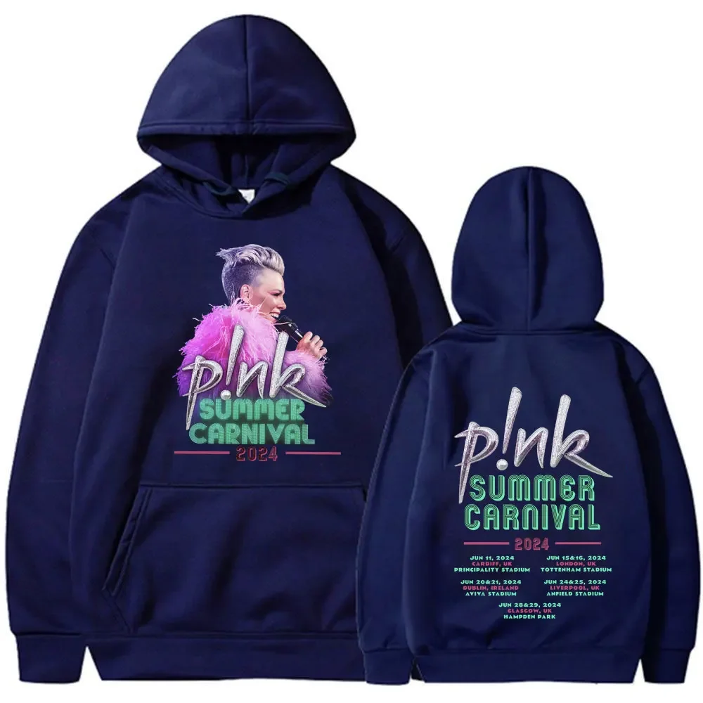 P!nk Pink Singer Summer Carnival 2024 Tour Hoodies Men's Women Harajuku Pullovers Vintage Casual Oversized Sweatshirts Fans Gift