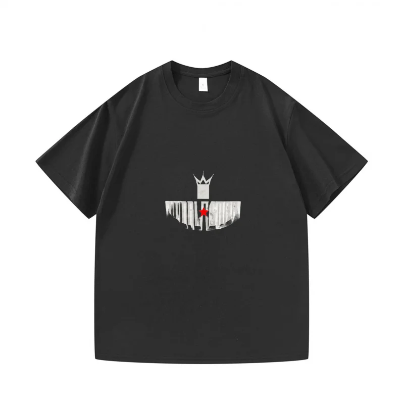 

Мужская футболка черная минималистичная футболка с принтом замка повседневная одежда модная уличная футболка