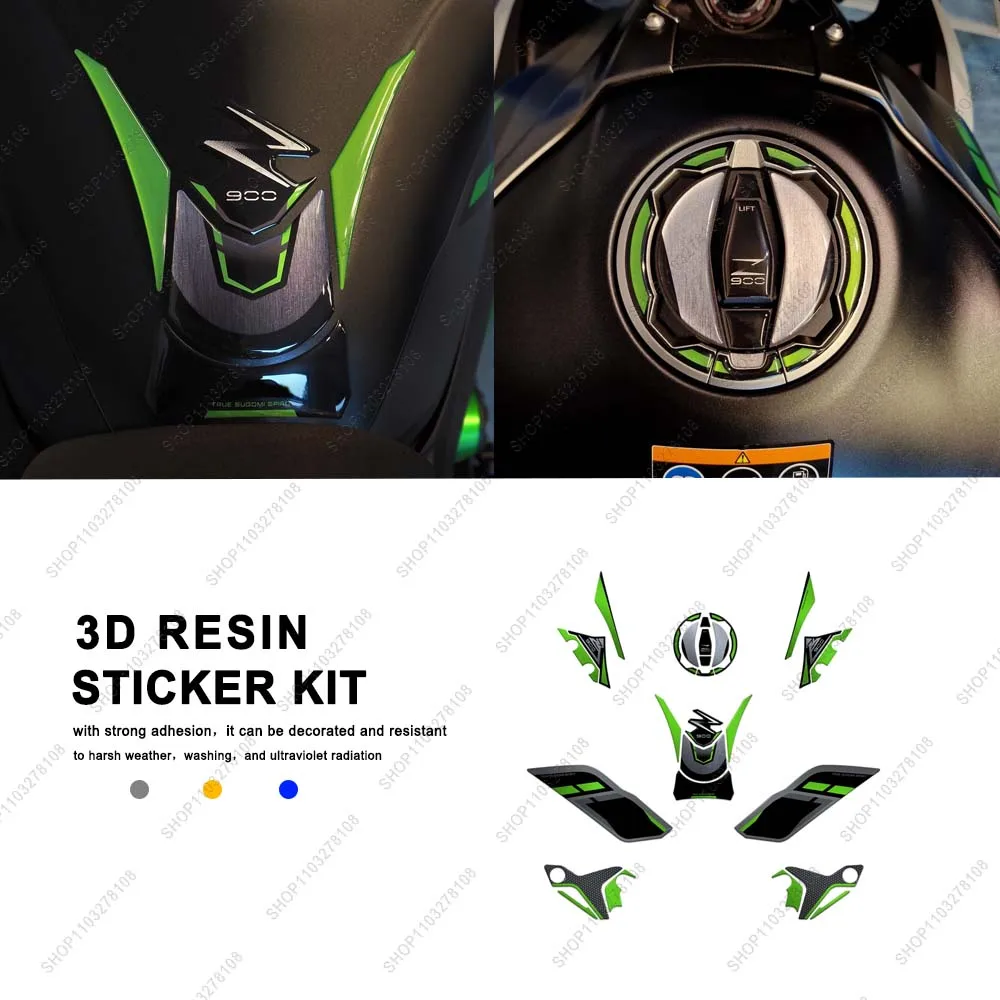 

3D Resin Decal Motorcycle Accessories Fuel tank pad Protection Stickers Waterproof Anti-scratch For Kawasaki Z900 Z 900 SE 2025