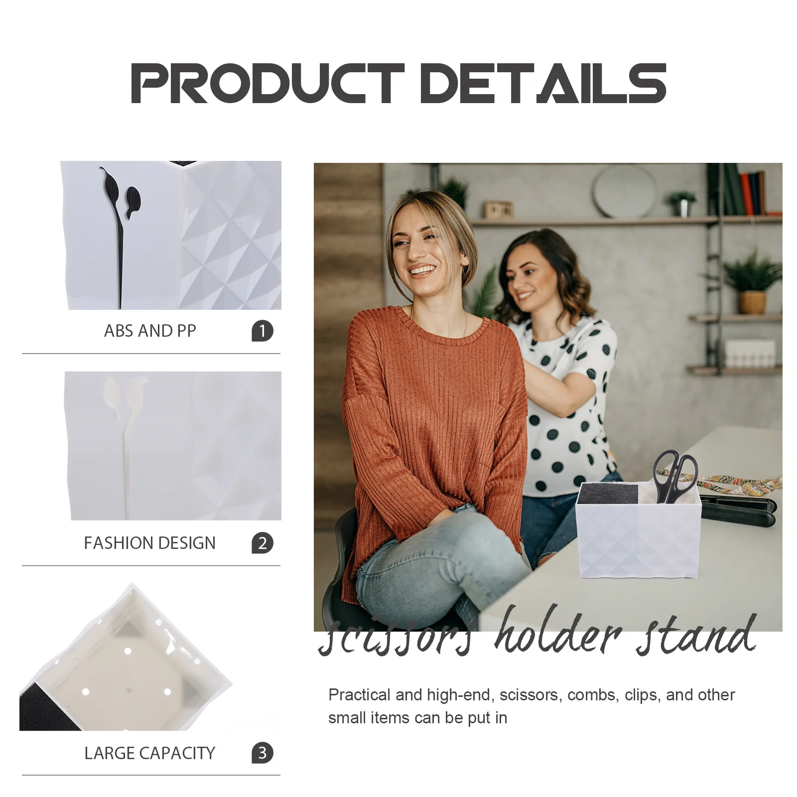 

1Pcs Anti-Slip Storage Box Premium Hair Salon Scissors Holder Stand Double Slot Design for Combs Clips Brushes Organize Tools