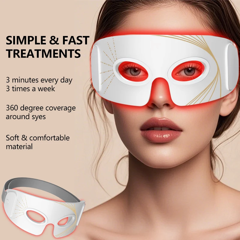 Hot Selling 460nm 590nm 630nm 850nm Rood Licht Therapie Schoonheid Ogen Massage Apparaat voor Ogen en Nek