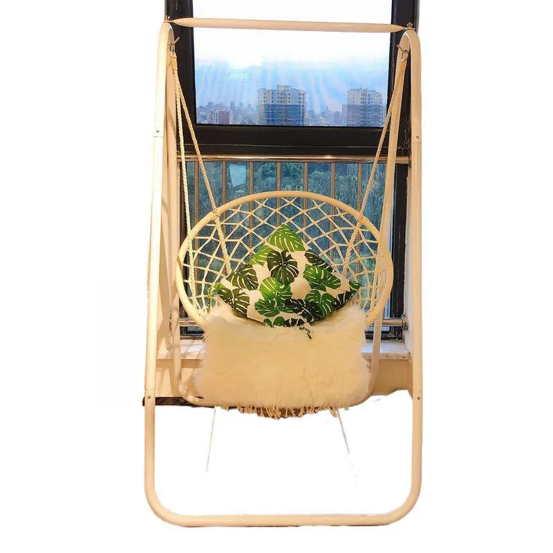 Basket Rattan Chair Single Swing Indoor and Outdoor Home Rocking