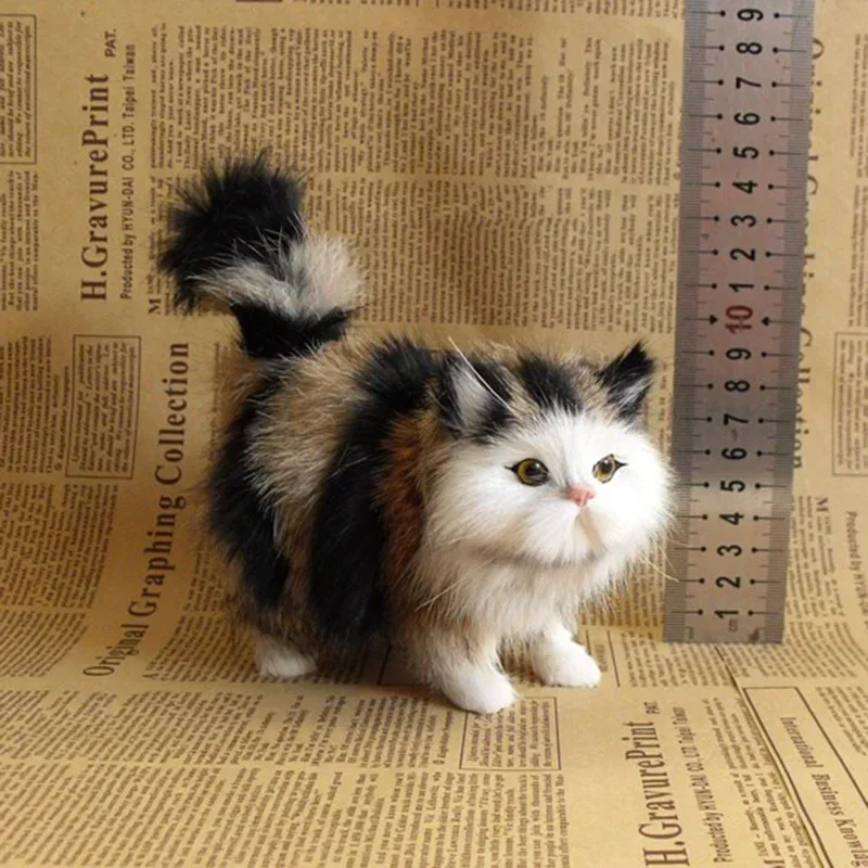Cute simulation cat plush toy, soft filled kitten model, fake cat home decoration, cat model, birthday and Valentine's Day gift