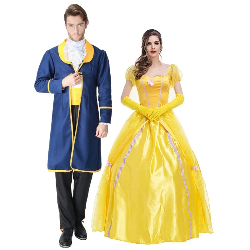 Deluxe Carnival Beauty Princess Prince Couple Costume Magic Birthday Parade Stage Show Cosplay Halloween Fancy Party Dress