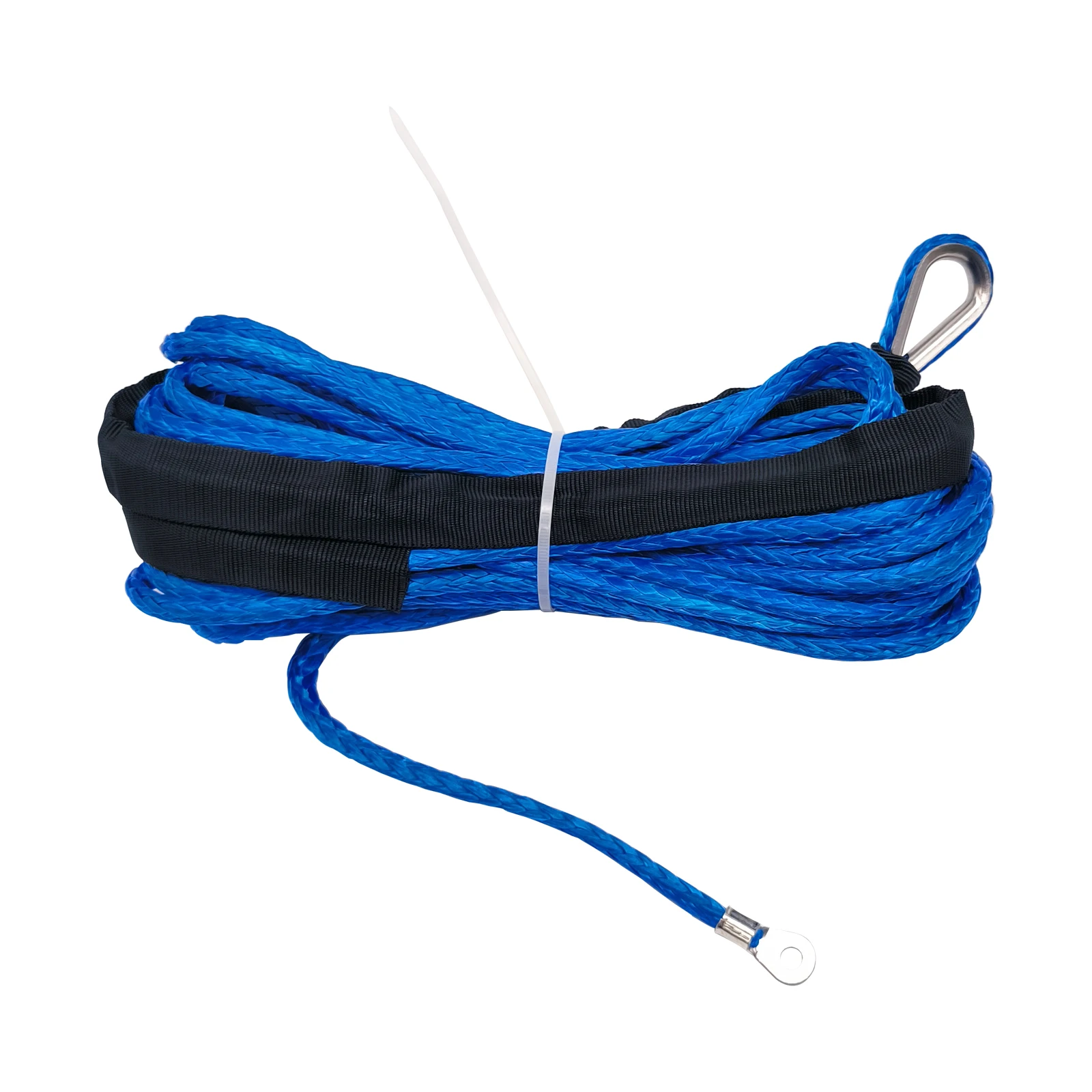 BLUE 6mm x 15m 7700LBs Synthetic Winch Line Cable Rope with Black Protecing Sleeve for ATV UTV