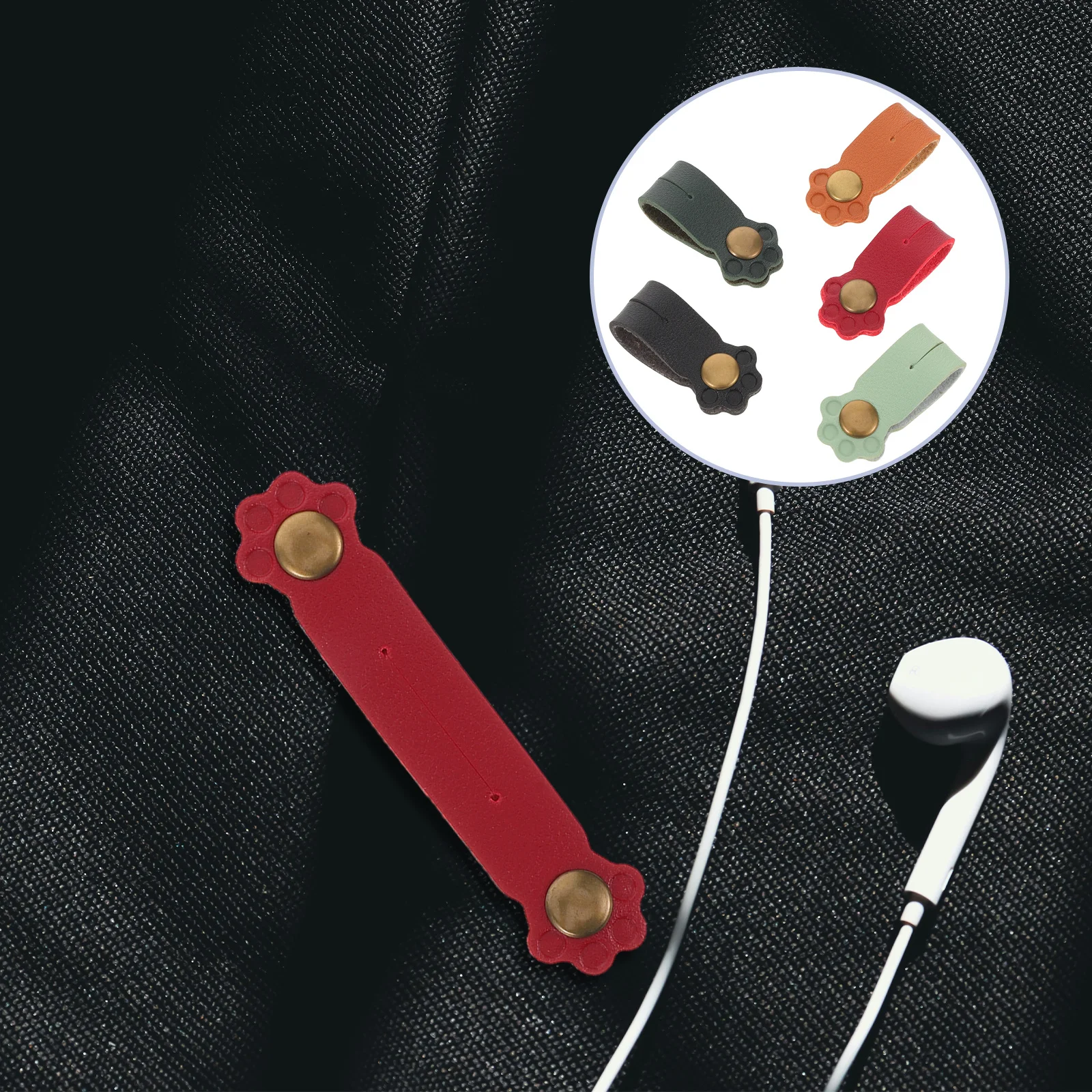 

5Pcs Cat Paw Cable Organizers PU Wraps Cute Earphone Cord Keeper Tangle-Free Wire Management Travel Home Storage Electronics