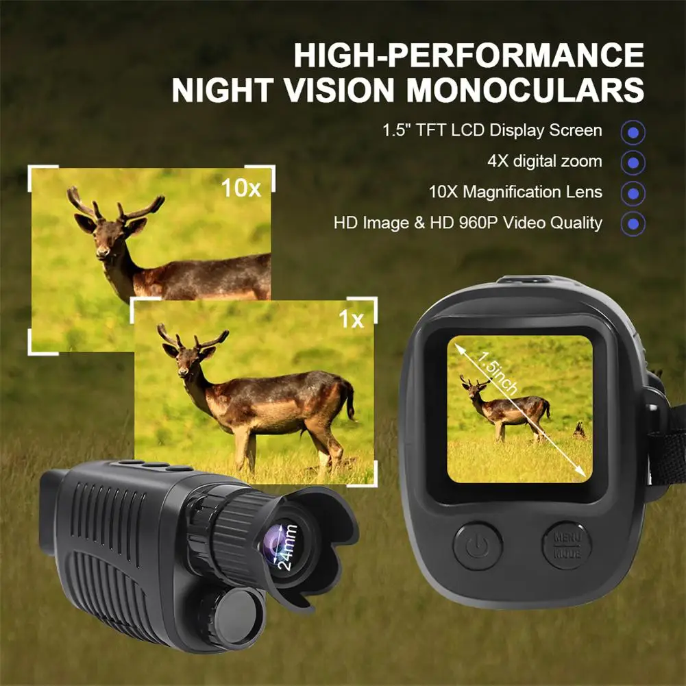 

Outdoor Hunt Night Vision Device Infrared Optical Monocular Device 5X Digital Zoom Photo 500~1000M Full Dark Viewing Distance