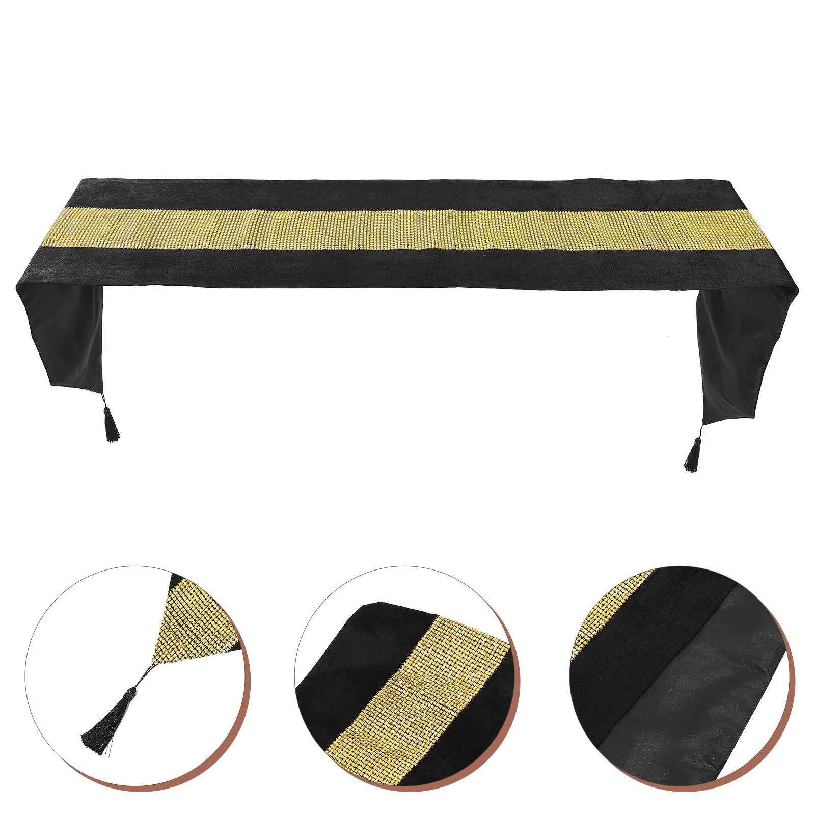

Luxury Gold Rhinestone Tassel Runner Elegant European Style Wedding Party Home Decor Dining Cloth Festival Tablecloth Banquet
