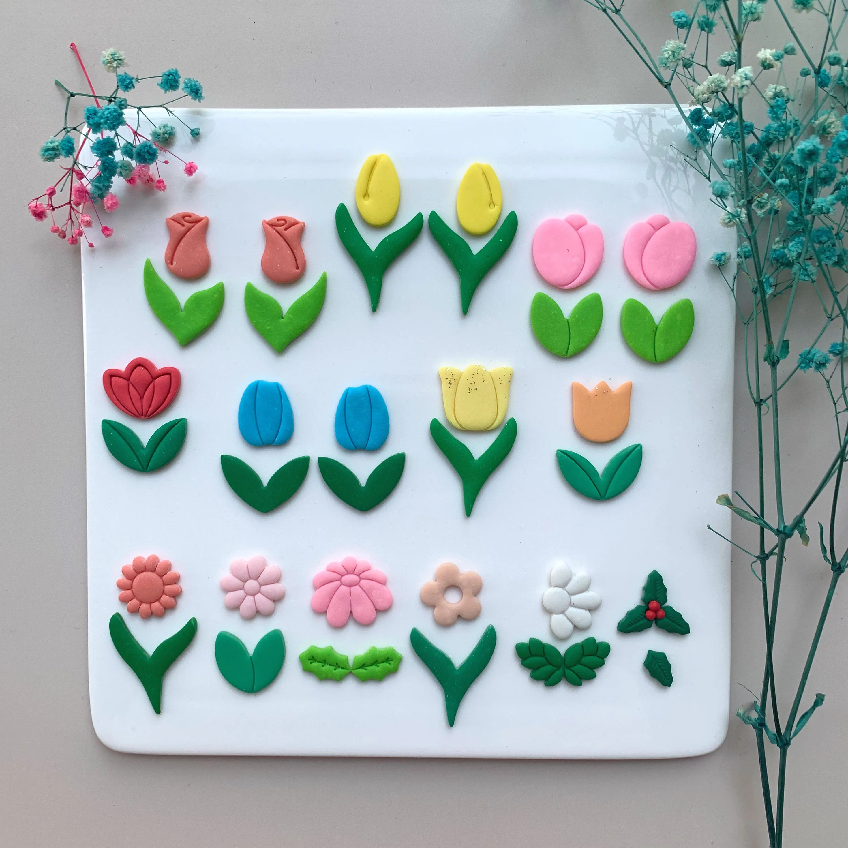 Flower Leaf Plant Series Rose/Tulip/Sunflower Shape Polymer Clay Cutter Cutting Molds For DIY Earrings Jewelry Decoration Making