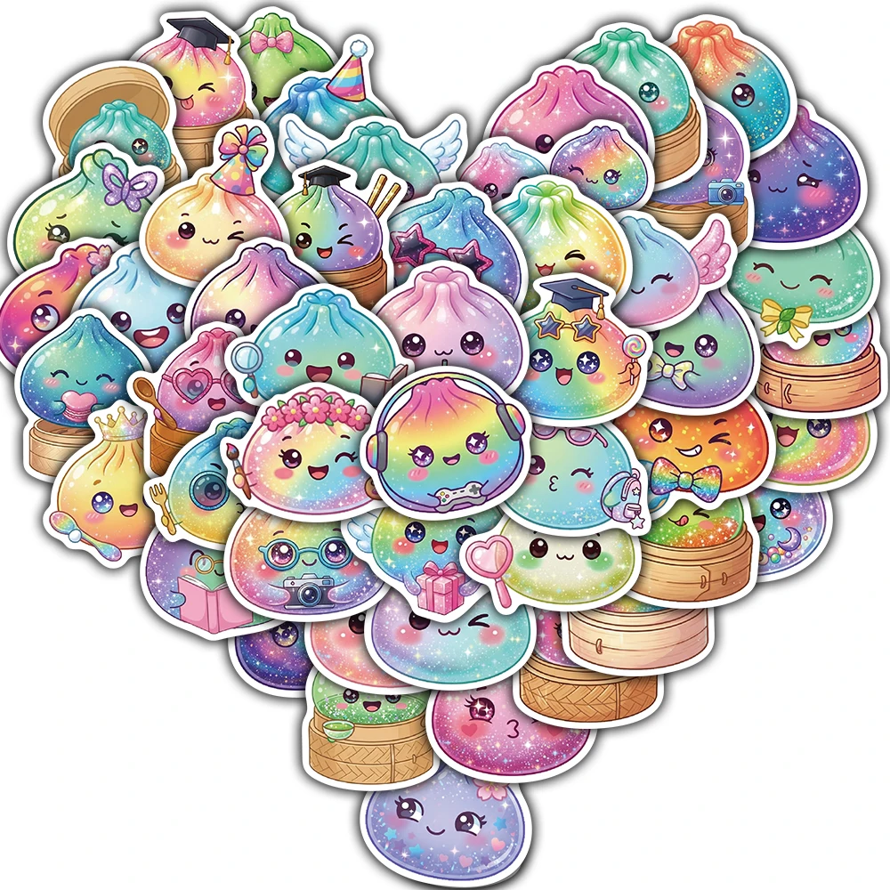 50PCS Cute Colorful Dumpling Sticker Notebook Decals Guitar Phone Luggage Streetwear Phone Laptop Cartoon Waterproof Stickers