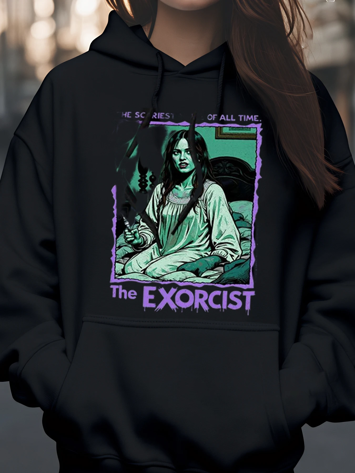 سترة بغطاء للرأس مطبوعة لفيلم طارد الأرواح الشريرة للهالوين زي رعب للجنسين ملابس غير رسمية للجماهير