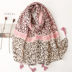 Sexy Rosa Leopard Dot Liebe Brief Quaste Viskose Schal Schal Hohe Qualität Drucken Weiche Pashmina Stola Moslemisches Hijab Sjaal 180*90Cm