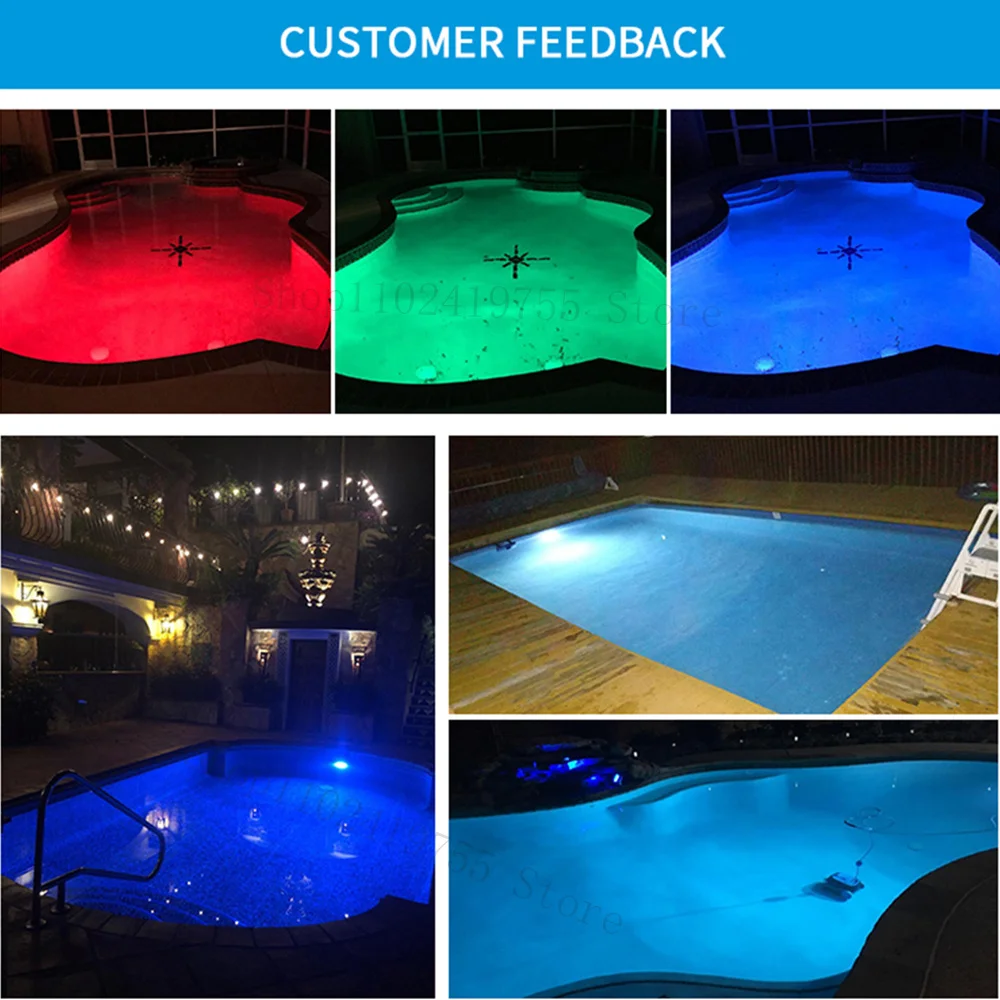 DC12 12W RGB Underwater lighting Bluetooth APP Control IP68 Outdoor LED Pool Light Fountain Landscape Lamp Piscina Luz Spotlight images - 6