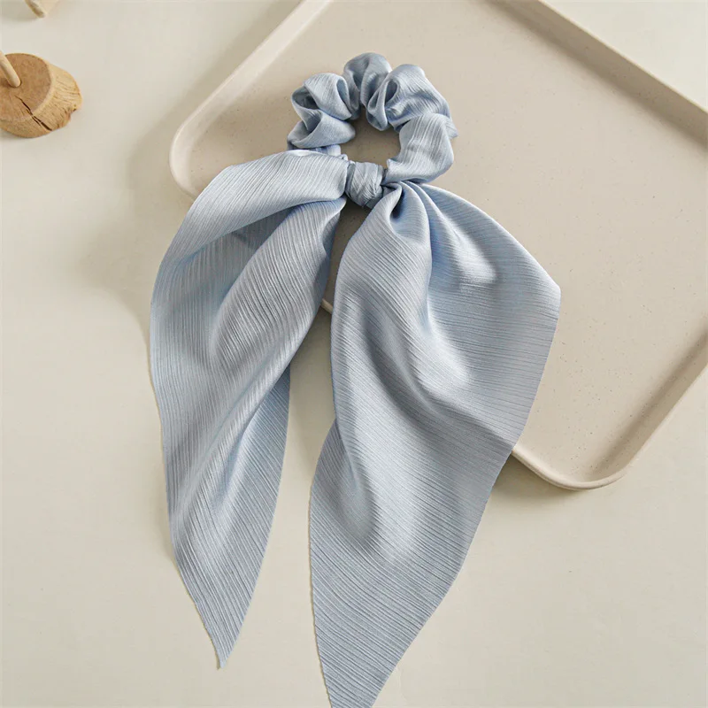 Reine Farbe Lange Band Schleife Scrunchies Satin Pferdeschwanz Mode Haargummis Frauen Mädchen Elastische Haarbänder Kopfbedeckung Haarschmuck – Detail 6