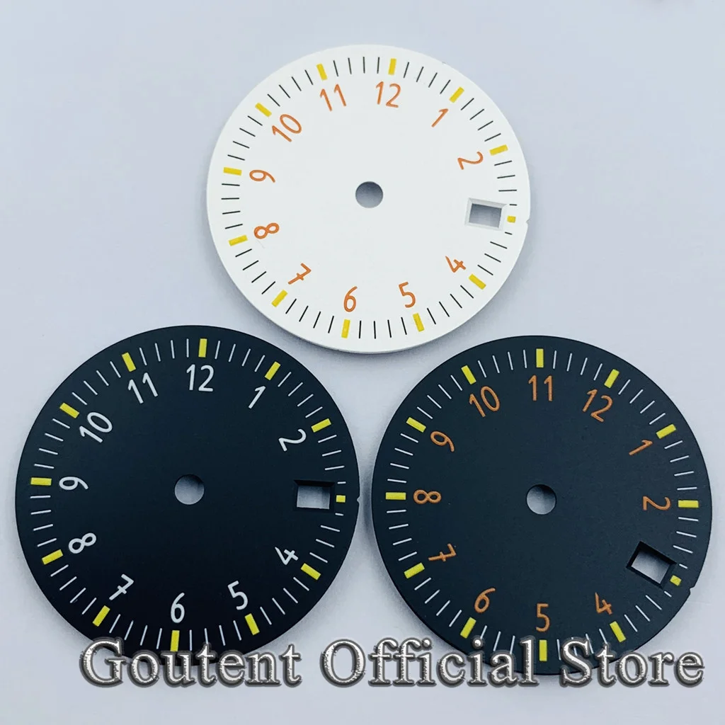 Goutent 29mm Green Luminous Sterile Watch Dial Fit NH34 NH35 NH35A Movement Fit 3 O'Clock Crown 3.8 O'Clock Crown