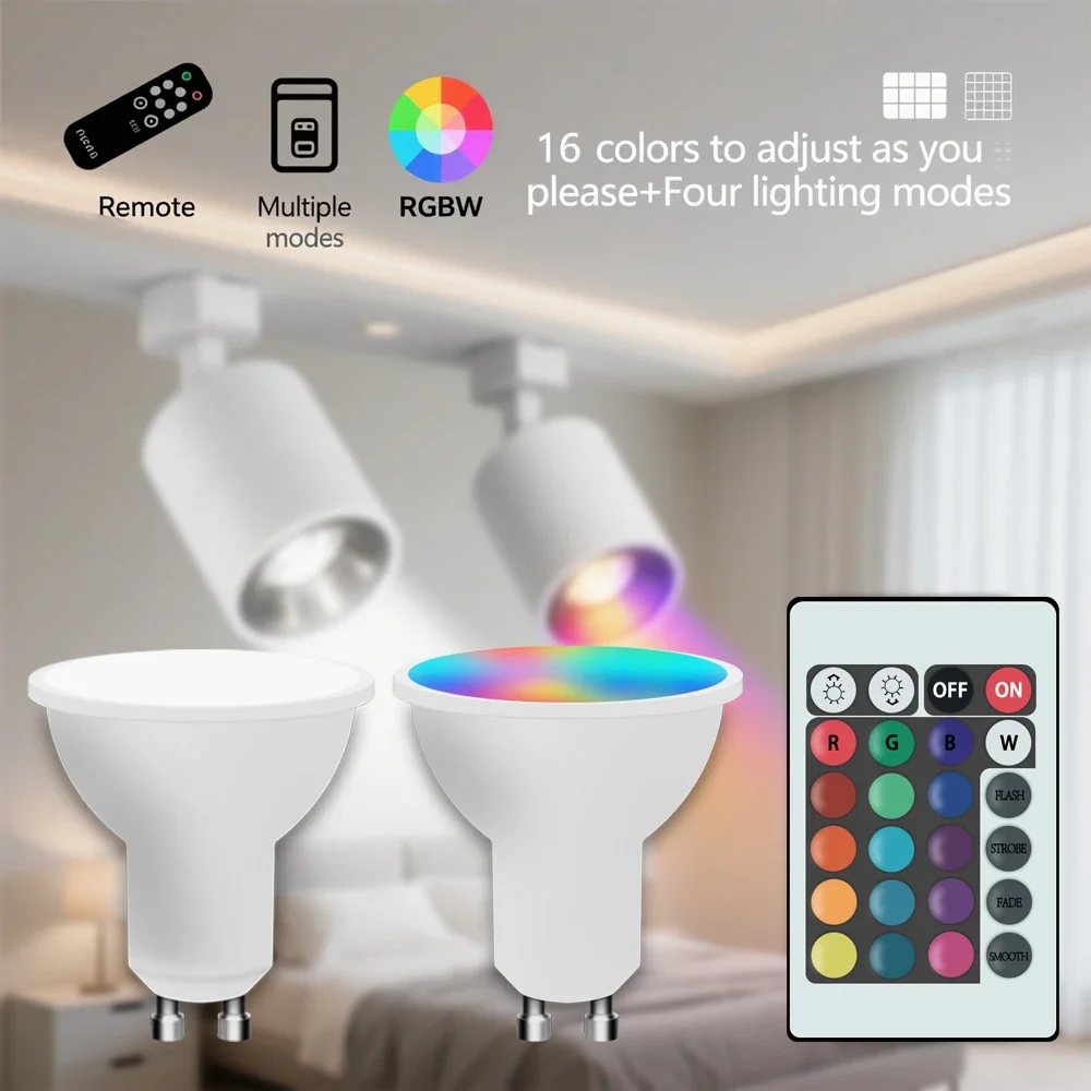 LED Bulb GU10 RGBW 85-265V LED Light Infrared Remote Control Color Changing RGB White Light Spotlight LED Spotlight