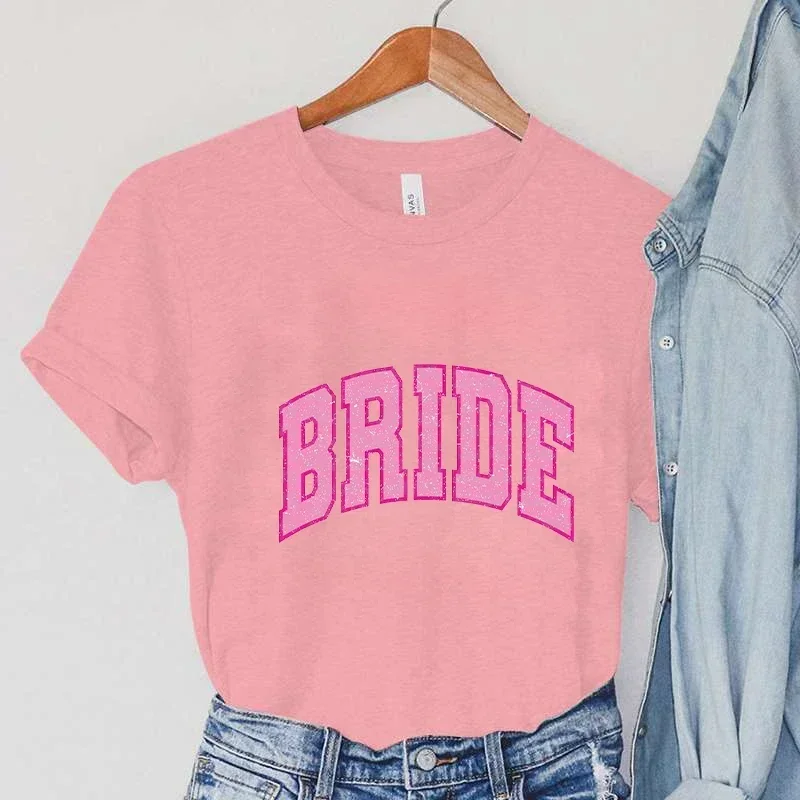 2024 Women T-shirts Pink Team Bride Tee Shirt Femme Wedding Party Bachelor Party T-Shirts Girl Bachelorette Hen Party T Shirts