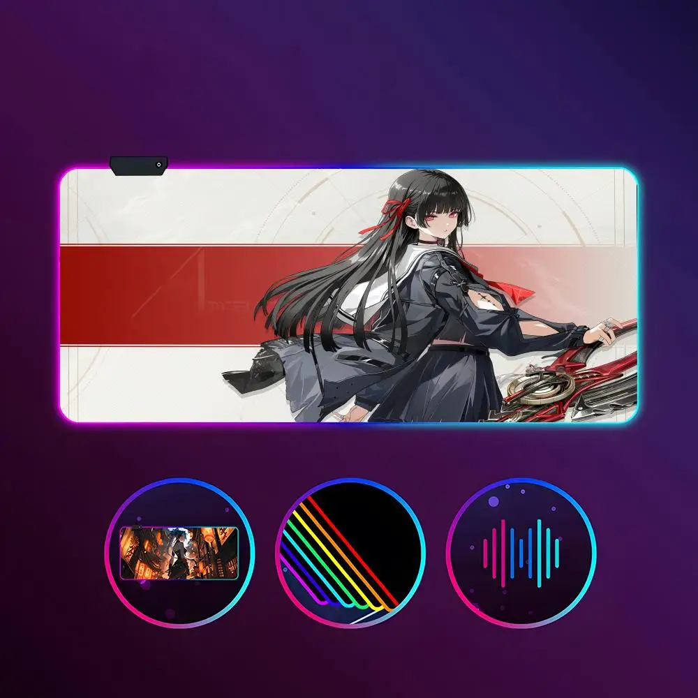 

Games Chisa Wuthering Waves Mouse Pad RGB Luminous 900X400mm Large Table Mat Non-slip Extra Large Game Office Mouse Pad
