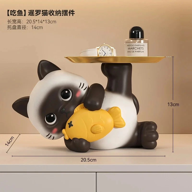

Сиамский держатель для ключей с котом, элегантный роскошный креативный настольный органайзер, фигурка для прихожей, шкаф для обуви, новый домашний подарок для женщин