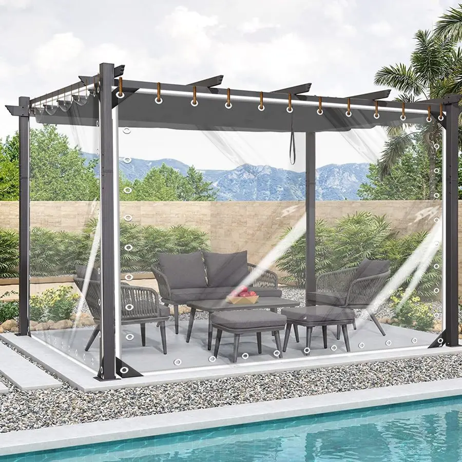 

Heavy Duty Clear Vinyl Tarp 1016 Outdoor Vinyl Curtains for Patio Transparent Tarps with Grommets, Porch Enclosure Panels, UV am