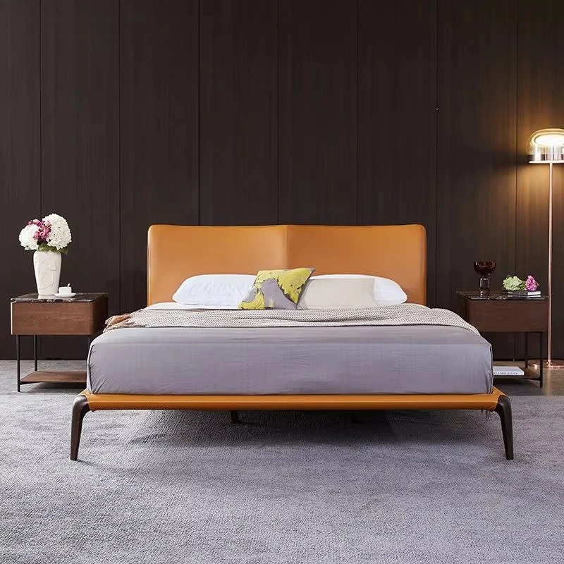 The latest luxury bedroom furniture set bed solid wood double king cloth bed