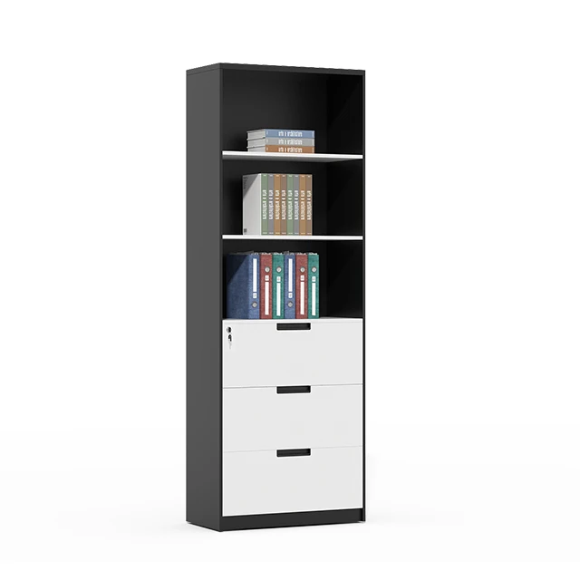 

Manufacturer Cheap Wholesale Custom E1 Grade Material Black And White Double Spell Color Display File Cabinet With Drawer