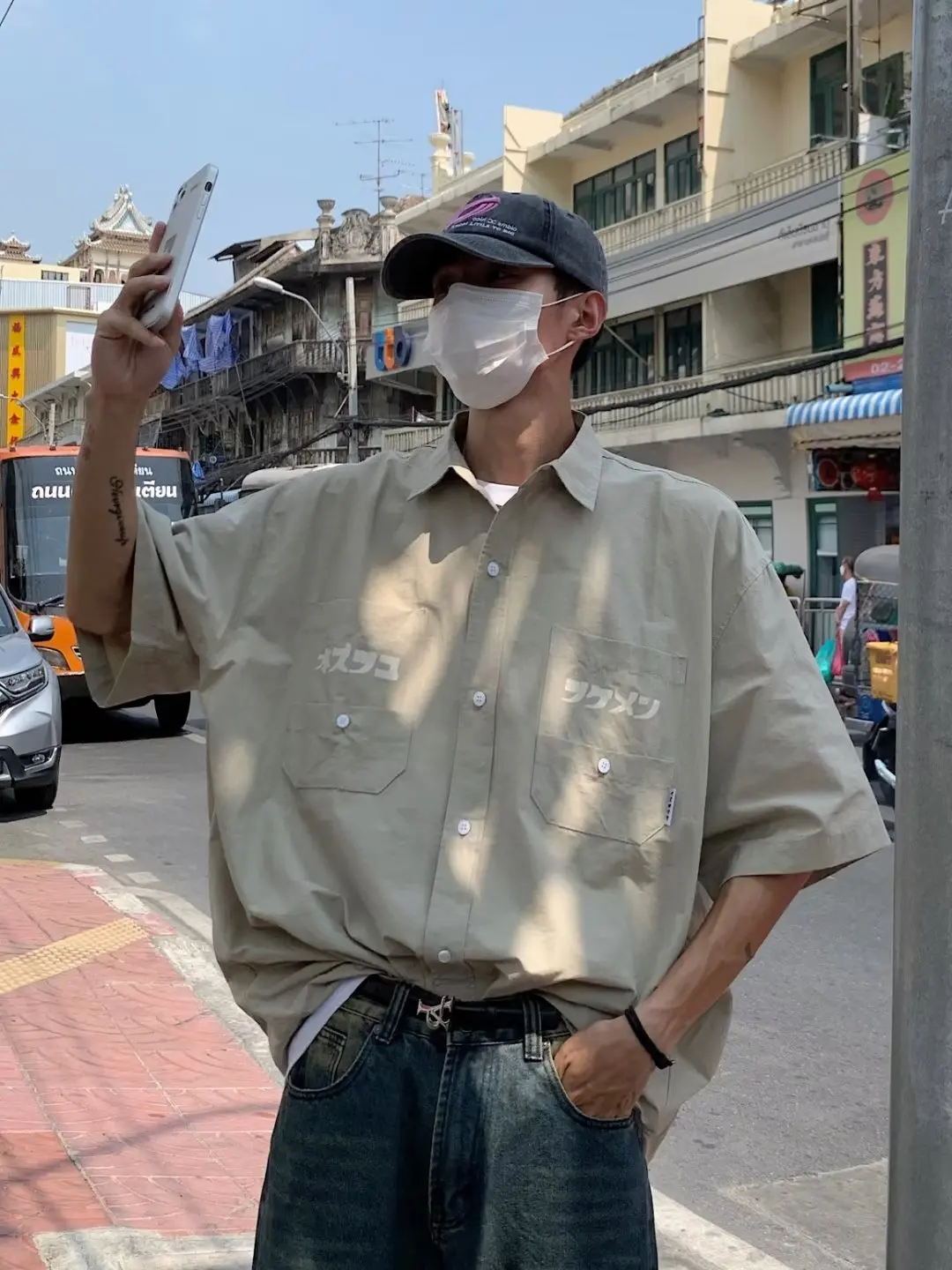 

Summer New Loose Men's Casual ort Sve Work irt y Retro Japanese Sle Printed irt for Couples Youth Faion