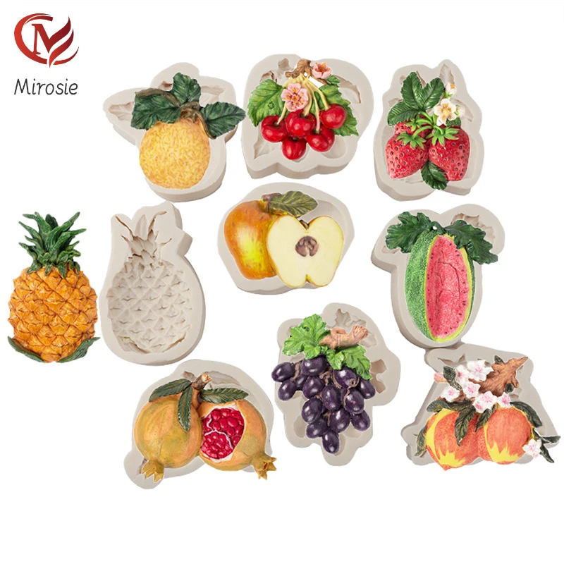 

Mirosie Fruit Series Peach Cherry Silicone Mold Pineapple Watermelon DIY Crystal Epoxy Aromatherapy Plaster Decoration Cake Mold