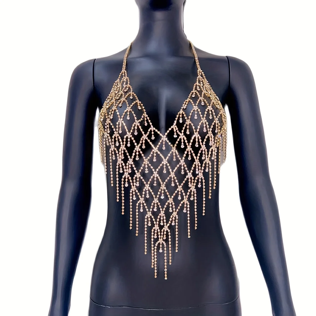 Hot selling exaggerated tassel body chain, nightclub stage party sexy chest chain, European and American body chain