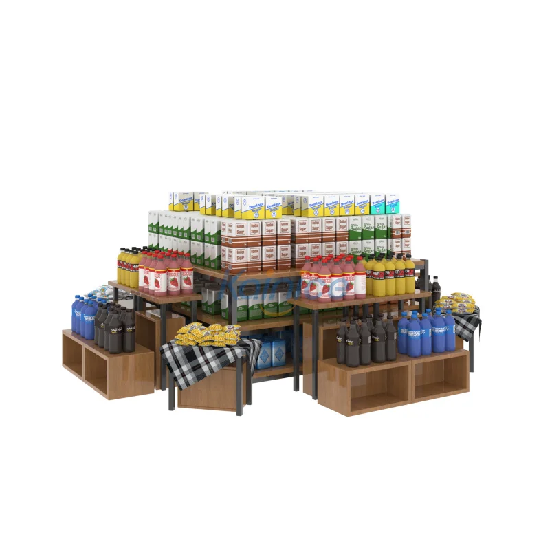

Customize.Kainice Industrial Wood Commodity Stacking Racks Shelves Units Supermarket Retail Storage Beverage Display Promoti