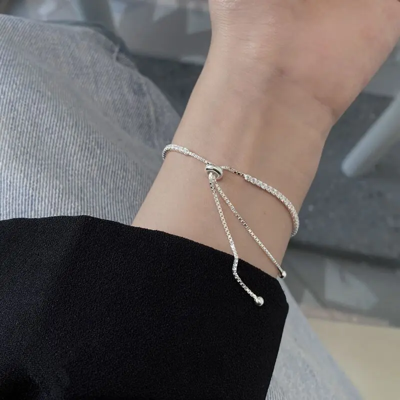 

925 Sterling Silver Bracelet Love Elegant Zircon Tennis Crystal Chain for Women Fashion Noble Engagement Wedding Glam