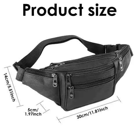 Genuine Leather Waist Fanny Pack Bag For Men Travel Sports Retro Male Purse Cross Body Sling Chest Hip Bum Belt Bags Hands-Free