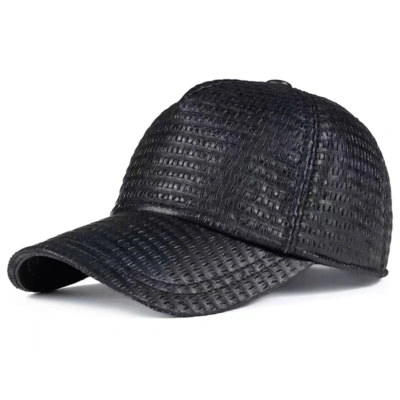 Fashion Leather Baseball Cap For Men Casual Snake Crocodile Patten Printed 56-60 cm Adjustable Hats Male Goft Five Panels Gorras