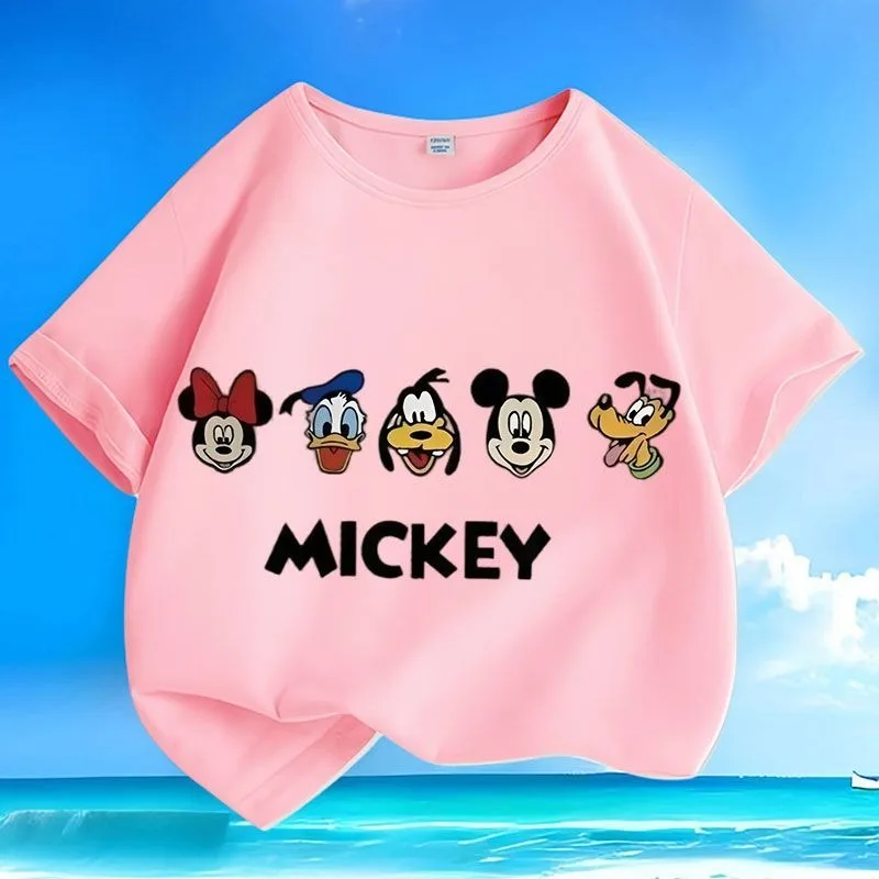 

Summer Popular Mickey Mouse Kids T-shirt Playful Cartoon Style Comfort Loose Breathable Machine Washable Low Maintenance Tops