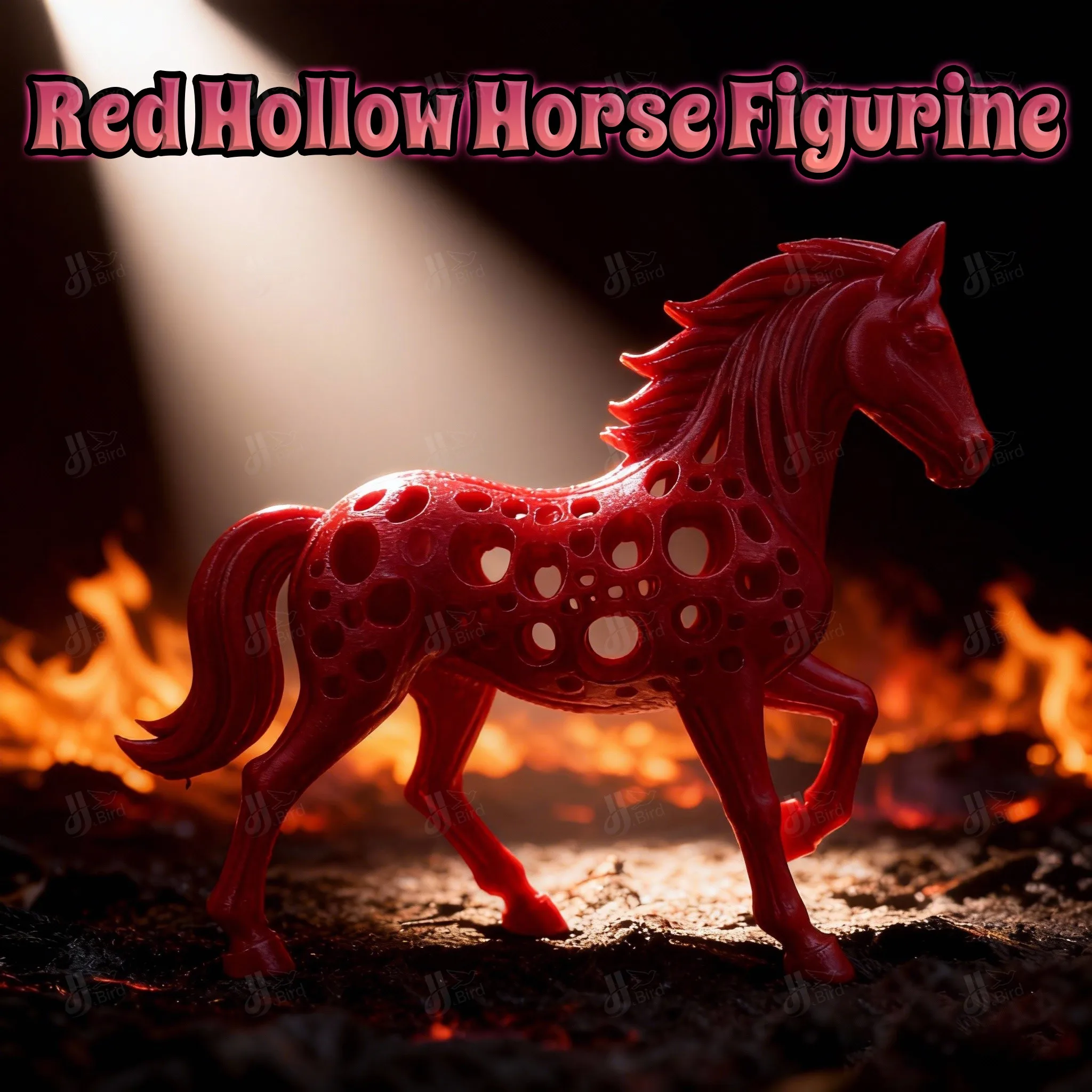 1pc Art-Style Red Hollow Horse Figurine, suitable for desktop, desk, office & entryway display. Perfect for New Year's Day