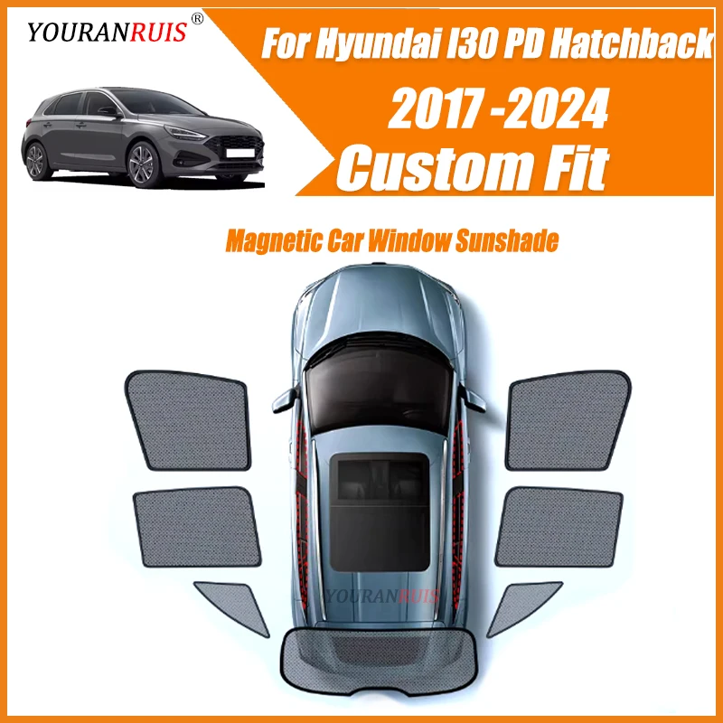 

Magnetic Car Windows Sunshade Side Window blackout Mesh Sun Curtain Visor UV Protection For Hyundai I30 PD Hatchback 2017-2024