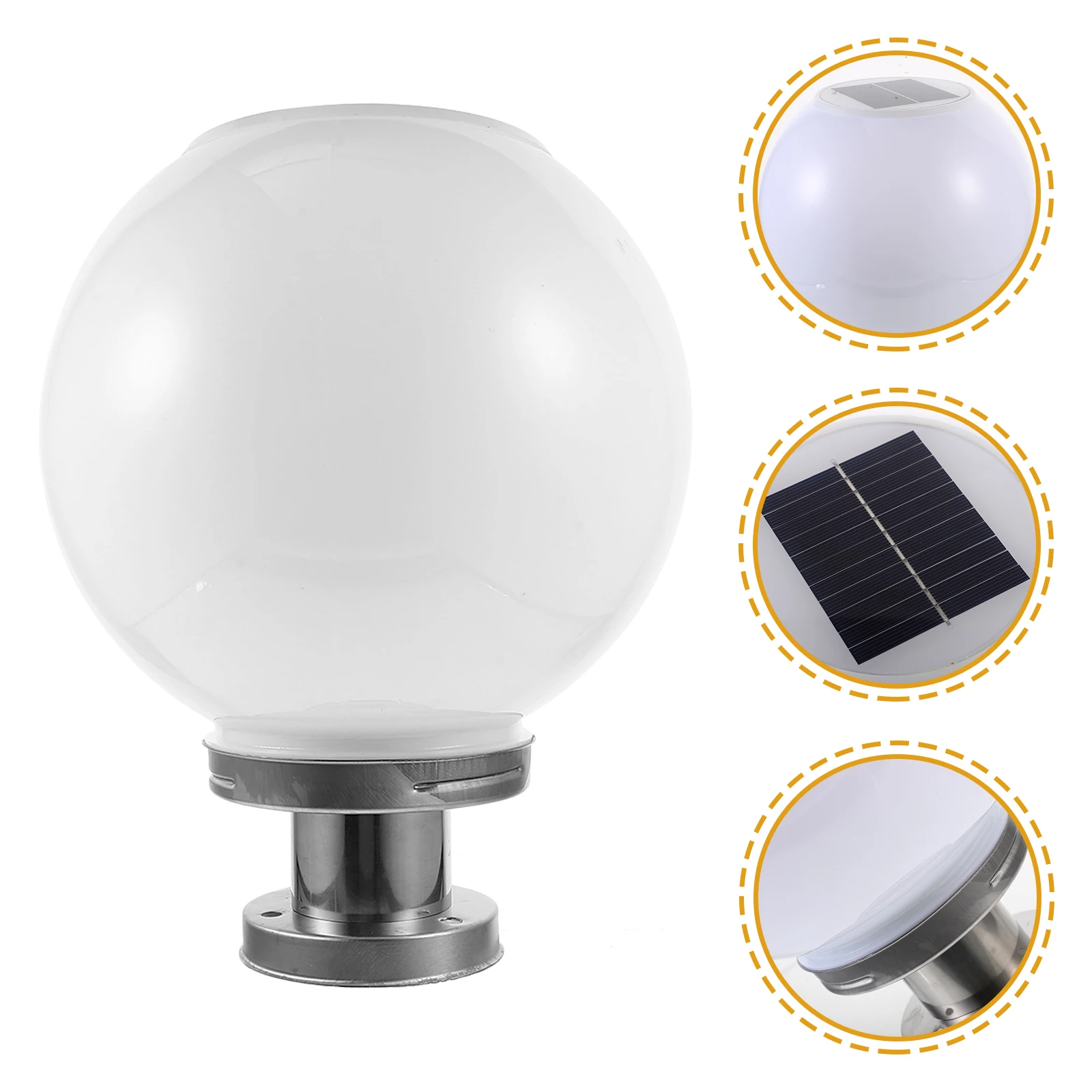 

Solar Column Lamp Outdoor Waterproof Ball Shaped Courtyard Wall Light Solar Power Easy Installation Durable Sealing Performance