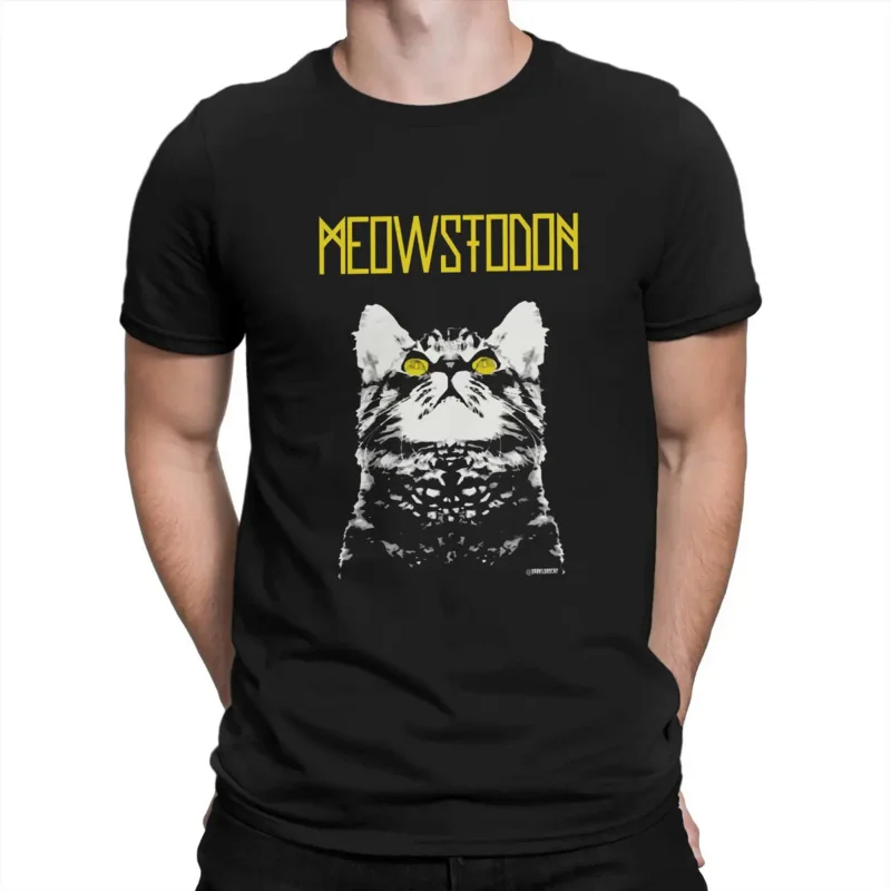 

Тяжелая Мужская футболка meowstodon с котом, индивидуальная футболка, оригинальная уличная одежда, новый тренд