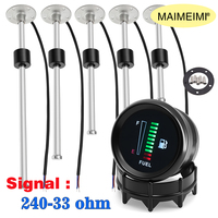 10 LED Car Boat Fuel Level Meter For 240-33ohm Fuel Level Sensor 52mm Ultra Thin Auto Benzine Meter Universal Oil Gauge 12V