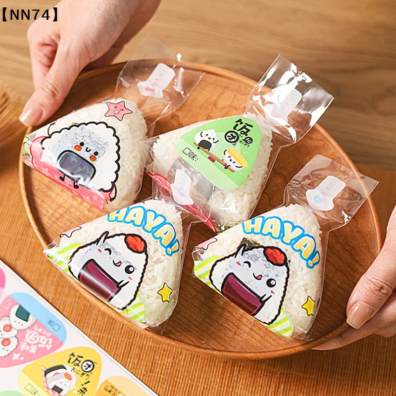 50Pcs Cartoon Triangle Rice Ball Packaging Bag Stickers Seaweed Gift Bag Sushi Bag Japanese Cuisine Making Bento Accessories[J]