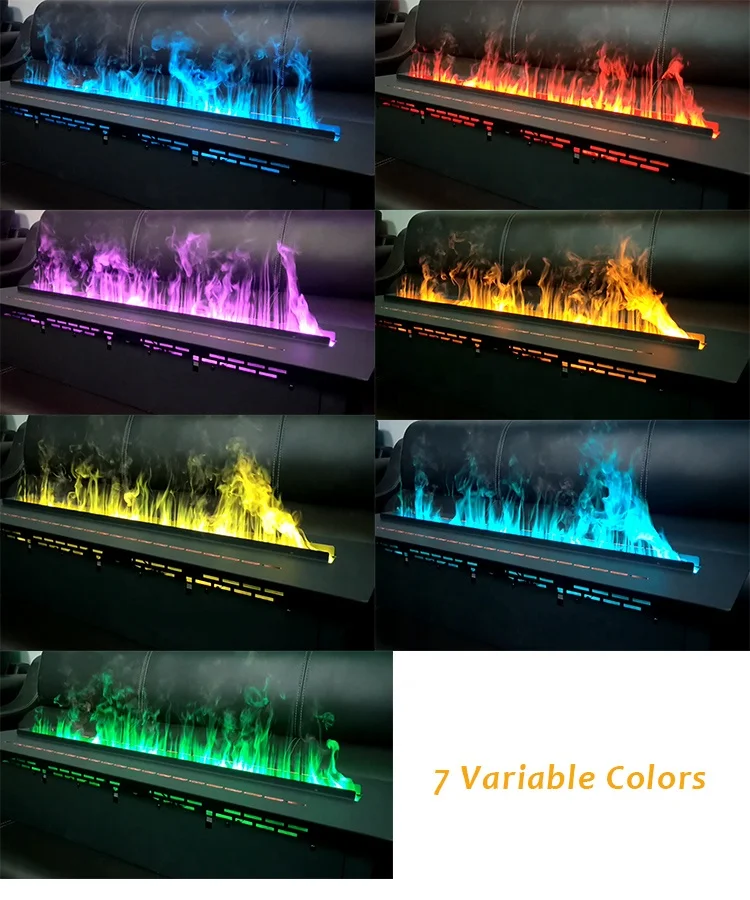 Modern 3D Vapor Fireplace  Water Steam Electric Fireplaces Insert 7 LED Flame Colors Remote Control Wifi Heaters
