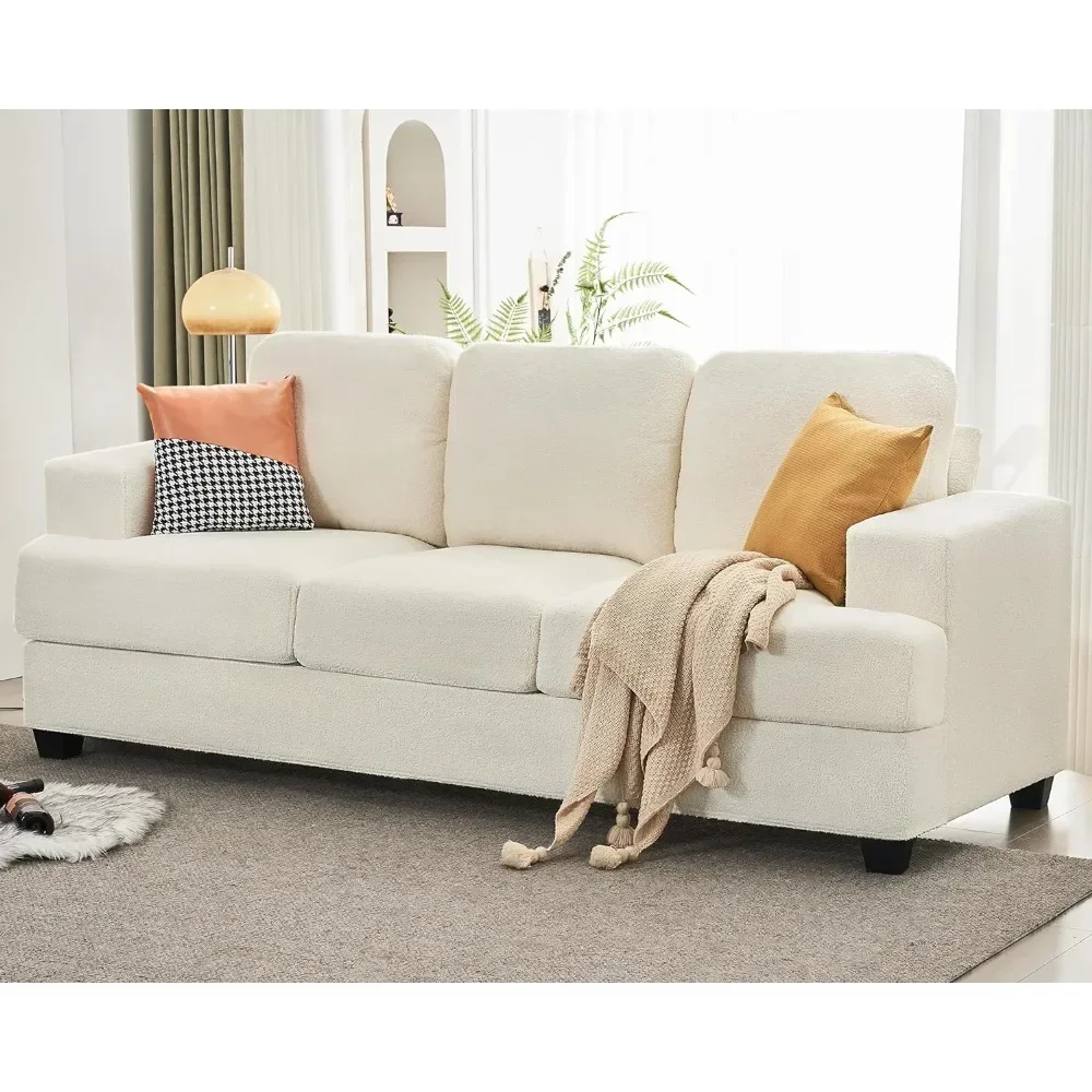 89 Inch Sofa,Extra Deep Seats, 3 Seater Sofa- Modern Sofa Couch, Couch for Living Room Apartment Lounge, Offwhite Bouclé