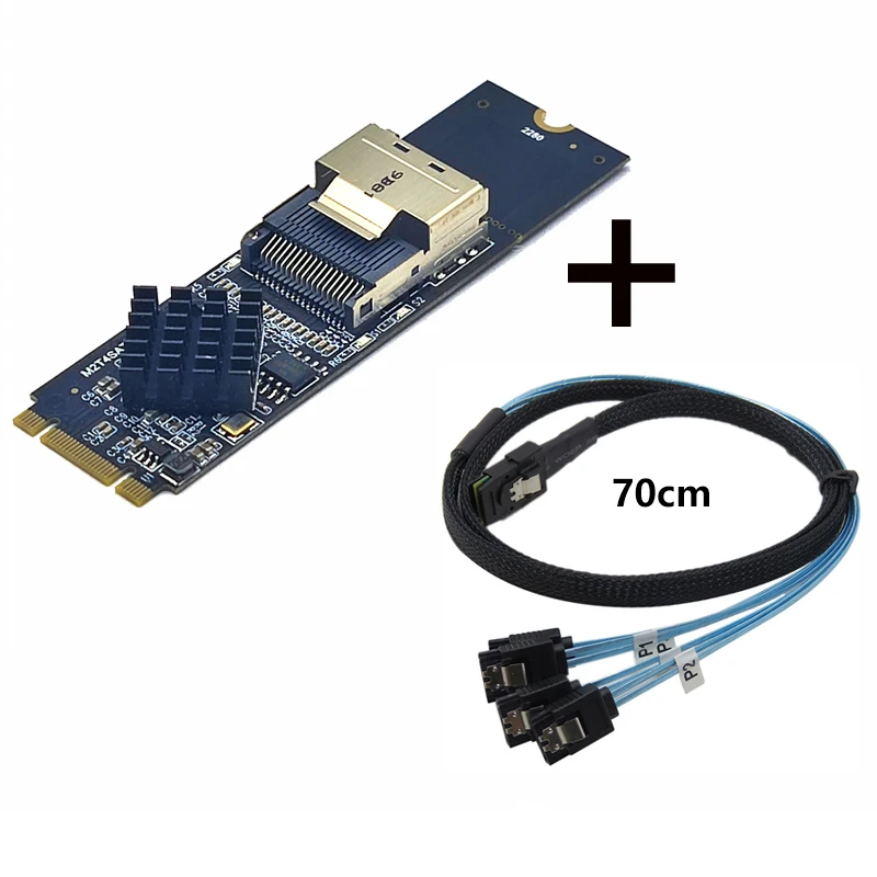 マンズ M.2 NVME to Mini SAS SFF-8087 Expansion Card Support 4 Port SATA3