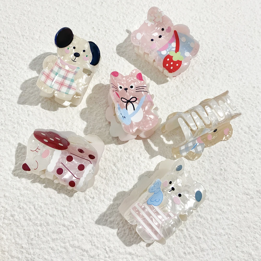 New Acrylic Cartoon Animal Pattern Crab Clamp Hairpin Women\'s Girls Korean Bear Dog Rabbit Hair Clip Claw Accessories Tool